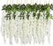 6 Pack Artificial Fake Wisteria Vine Ratta Hanging Garland, 3.75 Feet/Piece Silk Flowers String Home Party Wedding Decor (6PCS-Large White Wisteria)